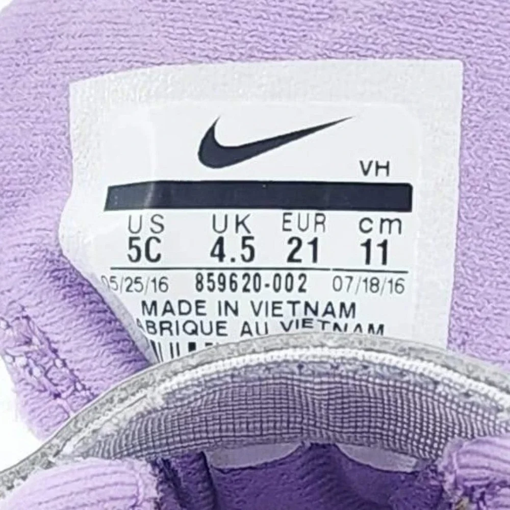 Nike Tanjun TD Toddler‎ Girls Grey Purple Sneakers 859620-002 Size 5C